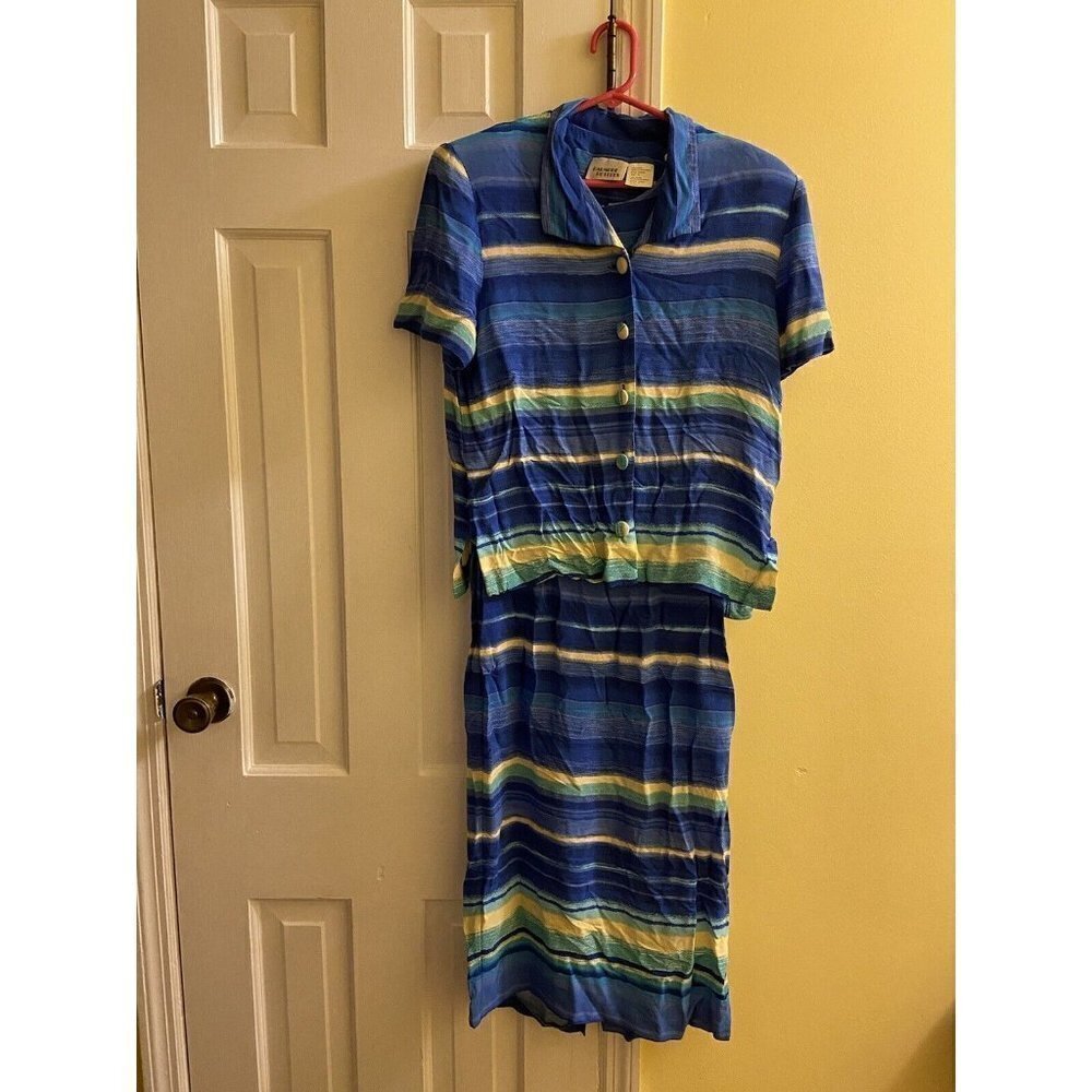 𝅺VINTAGE Halmode Petites Women's Size 10 Two Piece Matching Dress Outfit